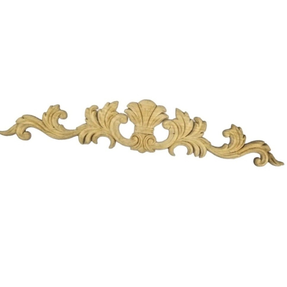 Wooden Furniture Applique Onlay 18" Acanthus Leaf Scroll Unfinished Carved